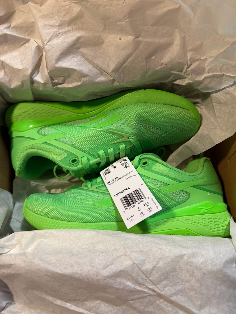 Reebok Nano X5 Solar Lime Unisex Size 5 Men/6 Women